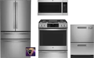 4 Piece Package Includes Refrigerator, Range, Microwave And Dishwasher